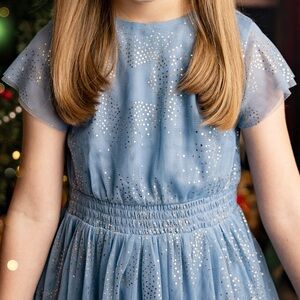 EUC: Mini Boden Blue Starry Girls Tulle 5/6 Dress